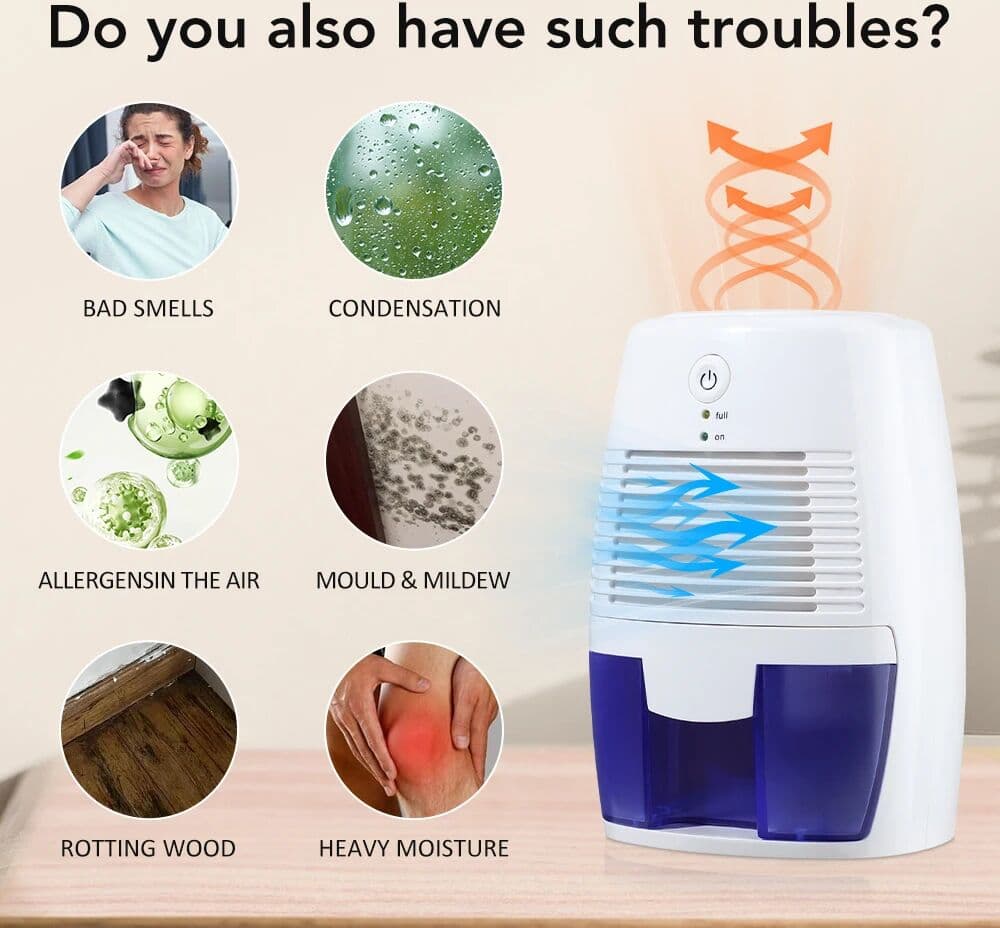 AFDEAL USB Powered Portable Dehumidifier Home Moisture Absorber for Bathroom Closet 500ml Mini Dehumidifier Prevent Mold Mildew & Odor