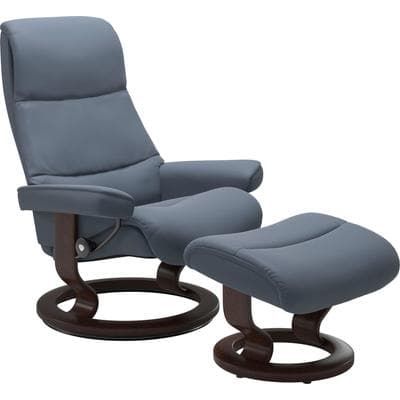 Fußhocker STRESSLESS "View", blau (sparrow blau paloma), B:57cm H:40cm T:47cm, Leder BATICK: BATICK ist ein leicht korrigiertes, durchgefärbtes und genarbtes Möbelleder, bei dem die meisten Unebenheiten und Spuren in der Regel entfernt wurden.;Leder...