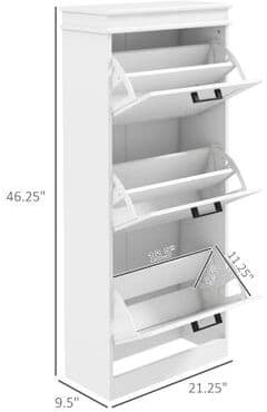toswini HOMCOM MDF Three Flip Drawer Shoe Cabinet with Adjustable Storage Shelves