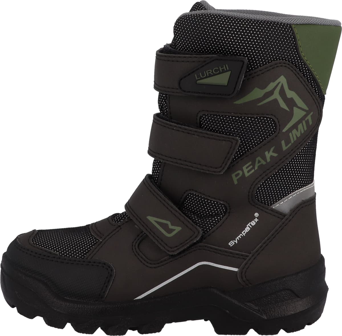 Klettstiefel LURCHI "Kimit-SYMPATEX", Mädchen, Gr. 40, Textil, schwarz-weiss (schwarz, oliv), Lederimitat, Textil, Schuhe Klettstiefel, Outdoorboots mit Kontrastbesätzen, Grössenschablone zum Download schwarz, oliv 40, Textil