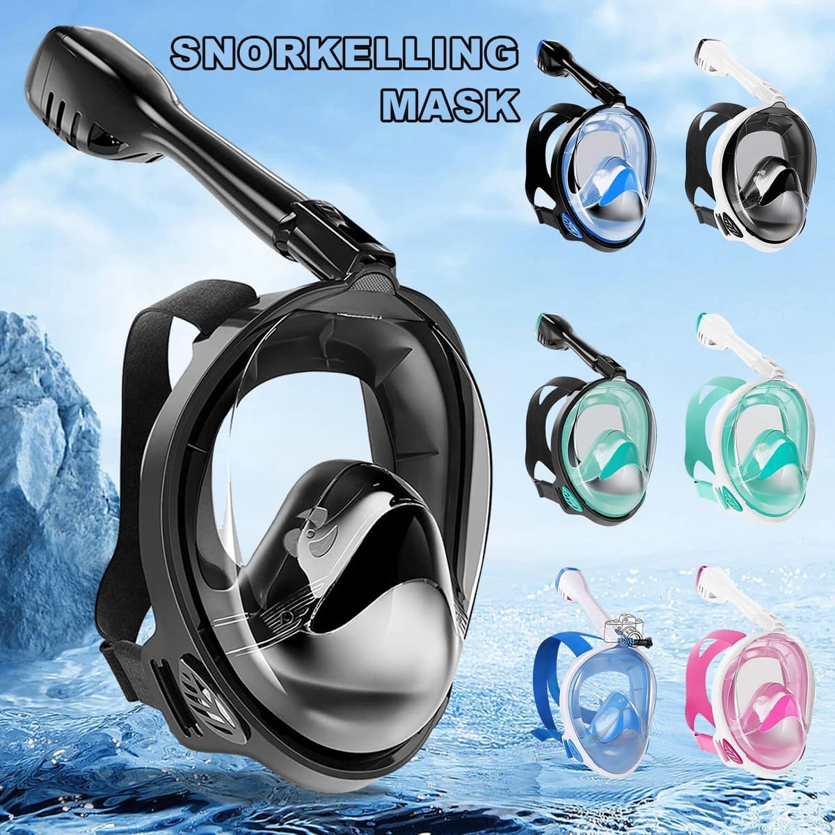 NONE Single-Tube Full-Face Snorkeling Mask with Dry-Top Breathing System; Suitable for Indoor Swimming and Outdoor Use by Adults
