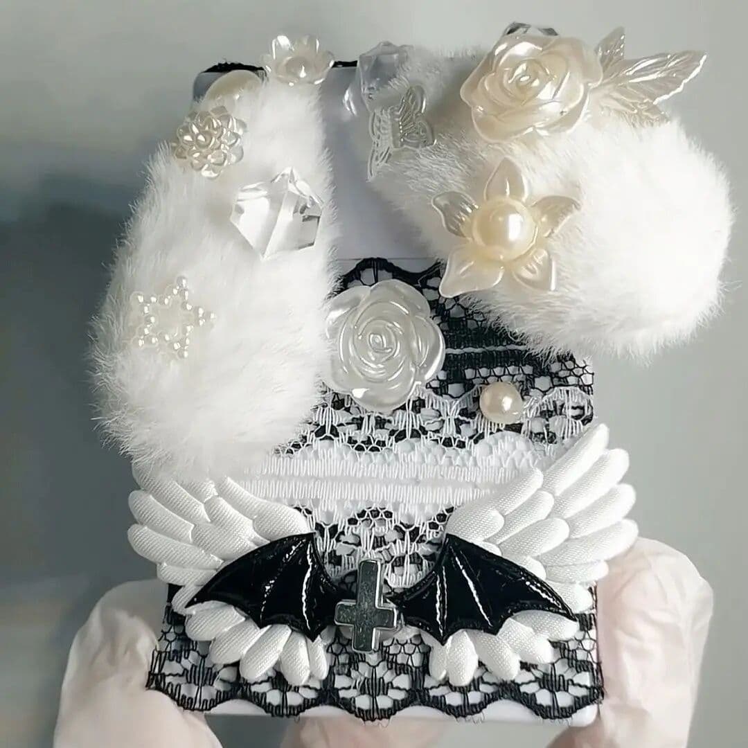 NONE Black And White Cute Rabbit Ear Handmade Girl Cigarette Box, Small Card Decoration, Key Storage Box