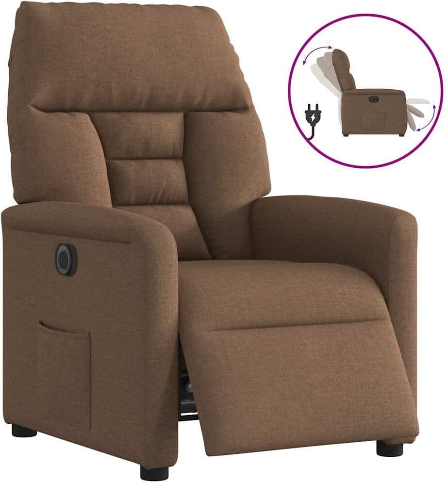 vidaXL Fauteuil inclinable électrique Marron Tissu