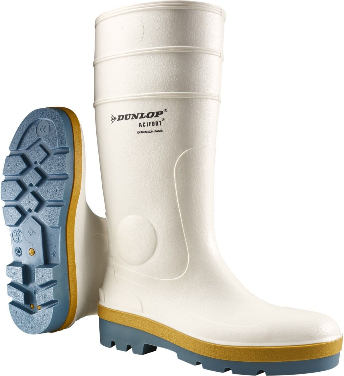 Sicherheitsstiefel DUNLOP "Acifort Tricolour safety" Gr. 42, rot (weiß, blau), 42, Obermaterial: 100% Textilmaterial TEXMAT., Schuhe, Sicherheitsstiefel