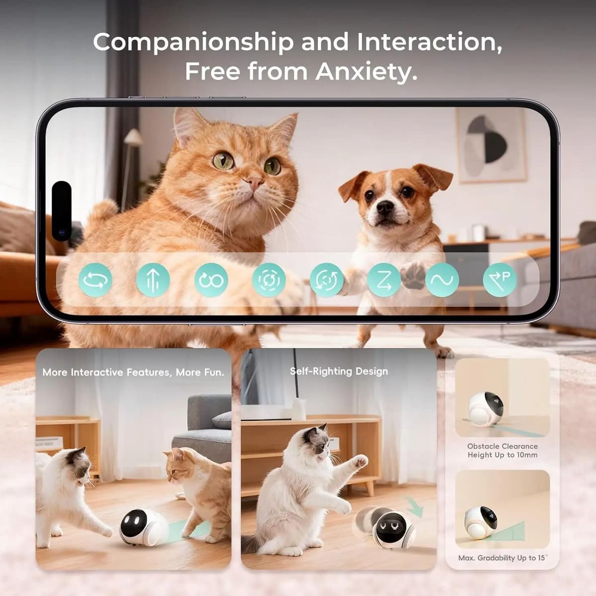 NONE Pet Robot Camera   Indoor Movable with Auto-Recharge,2-Way Audio,Night Vision,Smart App Control,Cats/Dogs/Baby/Elderly