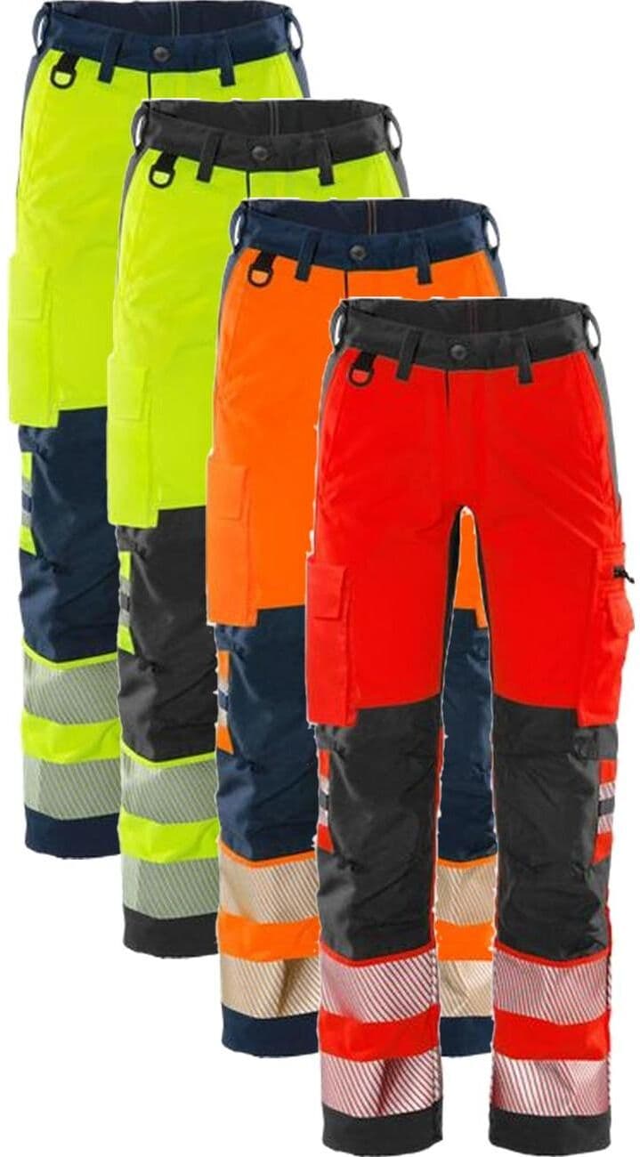 Fristads 130164 Hi Vis Bukser Kl.2, Flexforce / Arbejdsbukser Hi-Vis Gul/sort D96