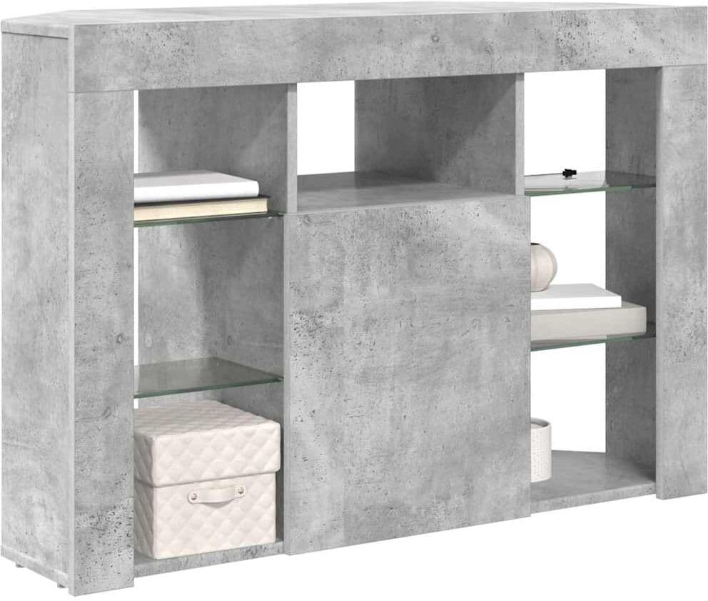 vidaXL Meuble TV LED d'Angle 100x40x68cm Gris béton Bois d'ingénierie