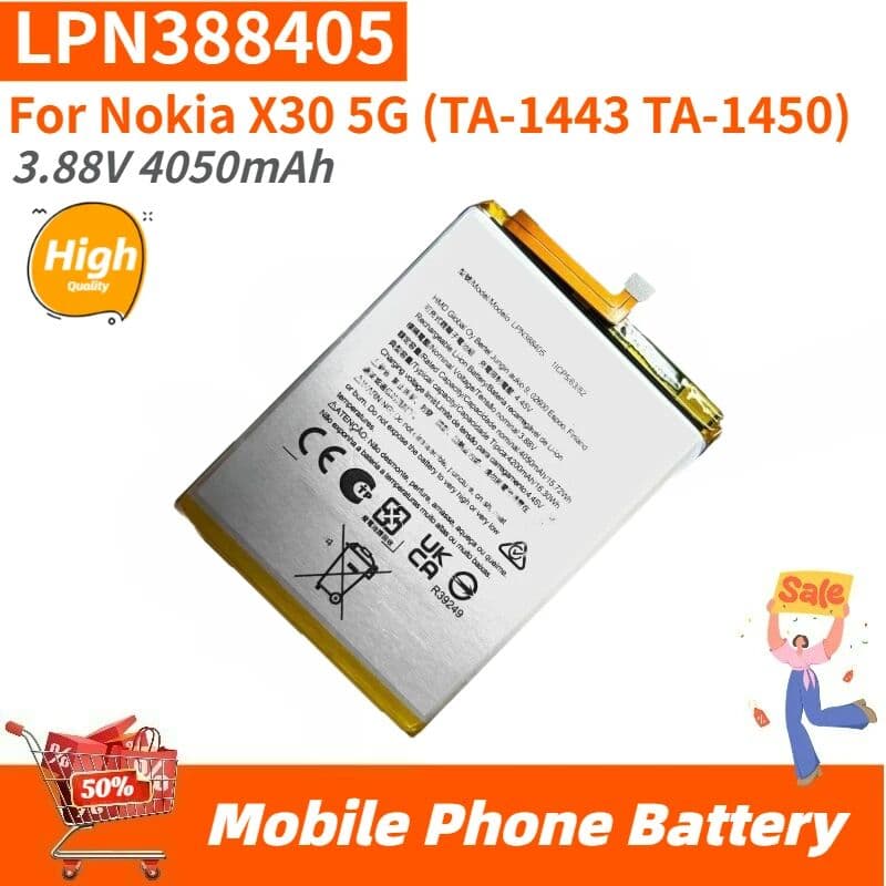 CANGQU LPN388405 Mobile Phone Battery 3.88V 4050mAh For Nokia X30 5G(TA-1443 TA-1450) Brand  Replacement Battery