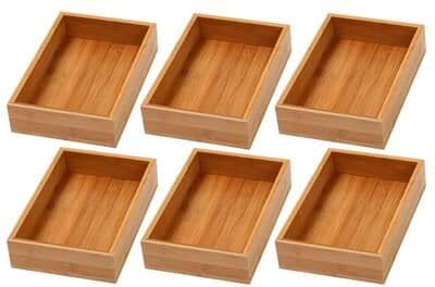 Ybm Home Inc. YBM Home Bamboo Kitchen Drawer Organizer Storage Box (Set of 6),
