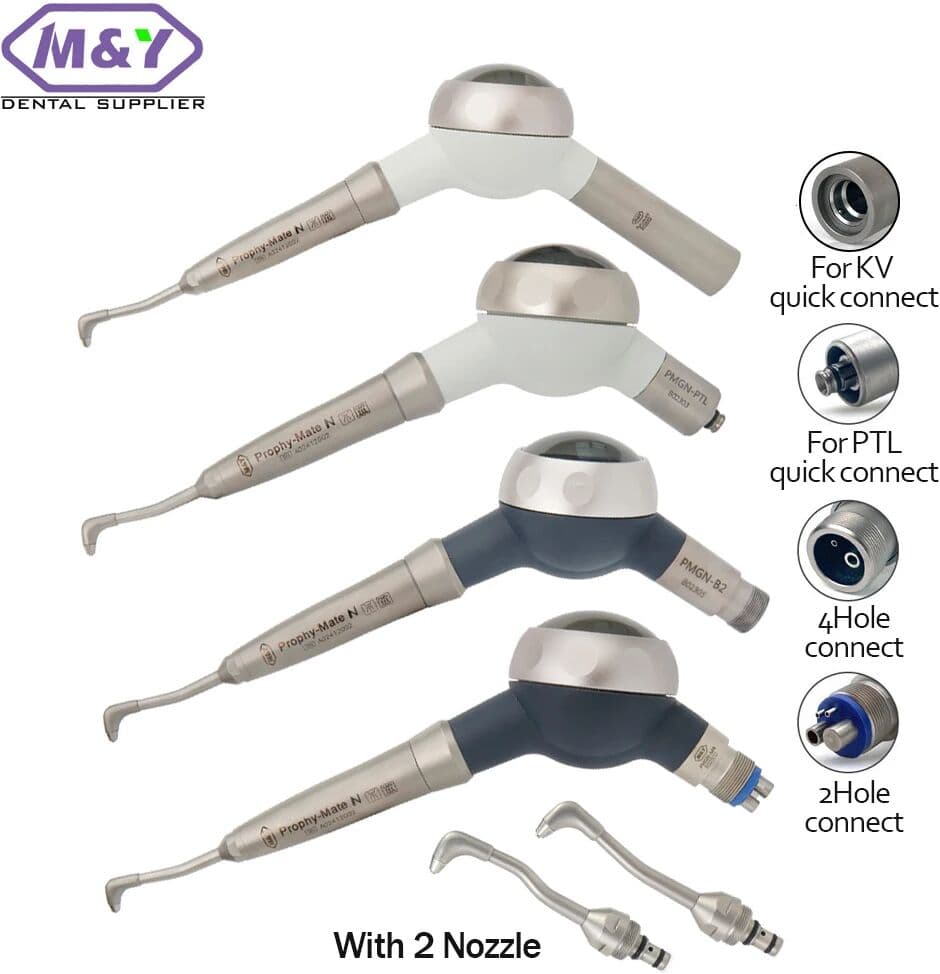 M&Y Dental Prophy-Mate Neo Air Polishing Prophy Jet Handpiece for Anti Suction Oral Hygiene 2hole 4hole with PTL/KV Coupling
