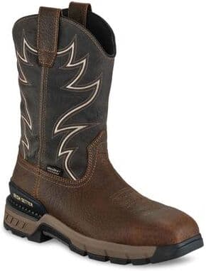 "Irish Setter By Red Wing Two Harbors 11"" Safety-Toe WP Pull-On (Men's) Work in Brown/Black/Cream, Size 12 E2, Leather"