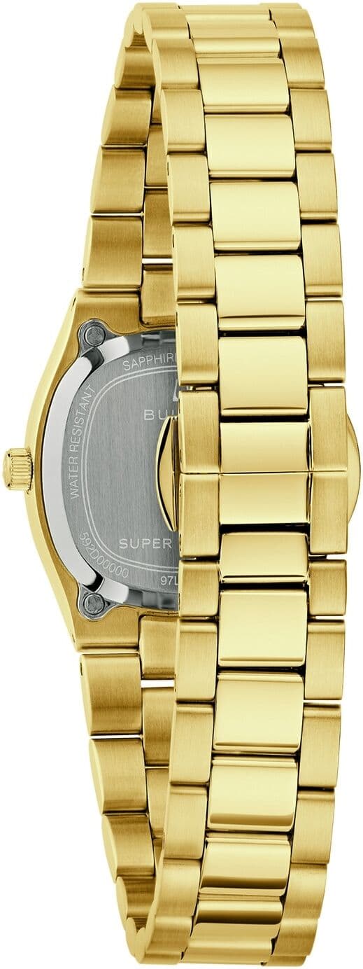 Quarzuhr BULOVA "Super Seville", gold (goldfarben, weiß), Armbanduhren, Damen, Quarzuhr, Armbanduhr, Damenuhr, Edelstahlarmband, analog