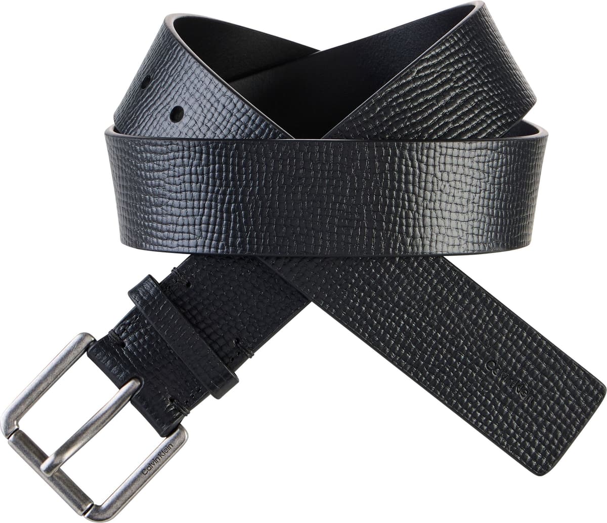 Ledergürtel CALVIN KLEIN JEANS "CASUAL ROLLER BUCKLE 40MM", Herren, Gr. 90, schwarz, antique silber, Büffelleder, unifarben, Gürtel Ledergürtel, Regular fit und grössenverstellbar schwarz, antique silber 90
