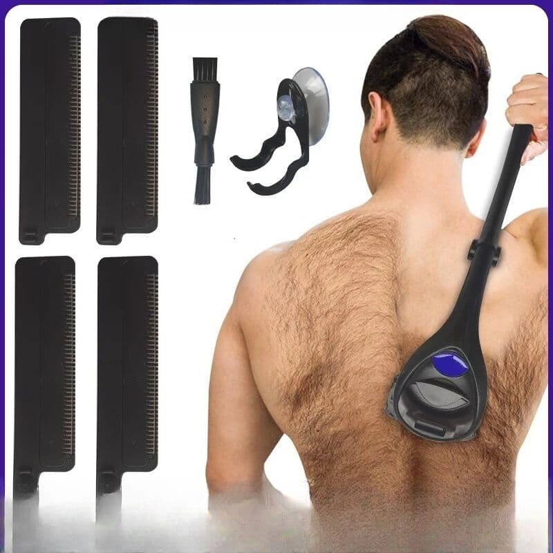 NONE Pain-Free Back Scraper Tool  Manual Long Handle Foldable Razor with Durable Blades for Home Use Practical Grooming Accessory