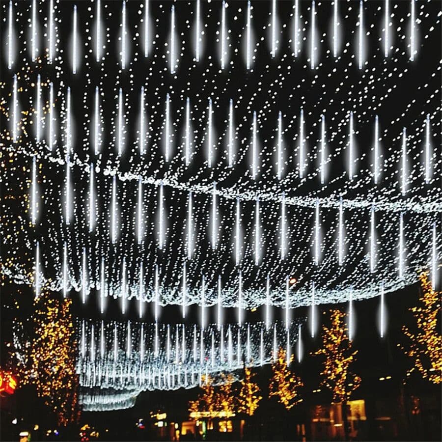 TIRVOSE Year 30cm 50cm Outdoor LED Meteor Shower String Lights 8 Tubes Fairy Lights Garland For Wedding Party Garden Christmas Decor
