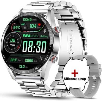 Uplift Essentials Business HD Full Screen Smartwatch silver Steel