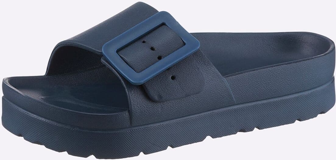 Badepantolette SIEBI`S, Damen, Gr. 41, blau (marine), Synthetik, Schuhe Badepantolette marine 41
