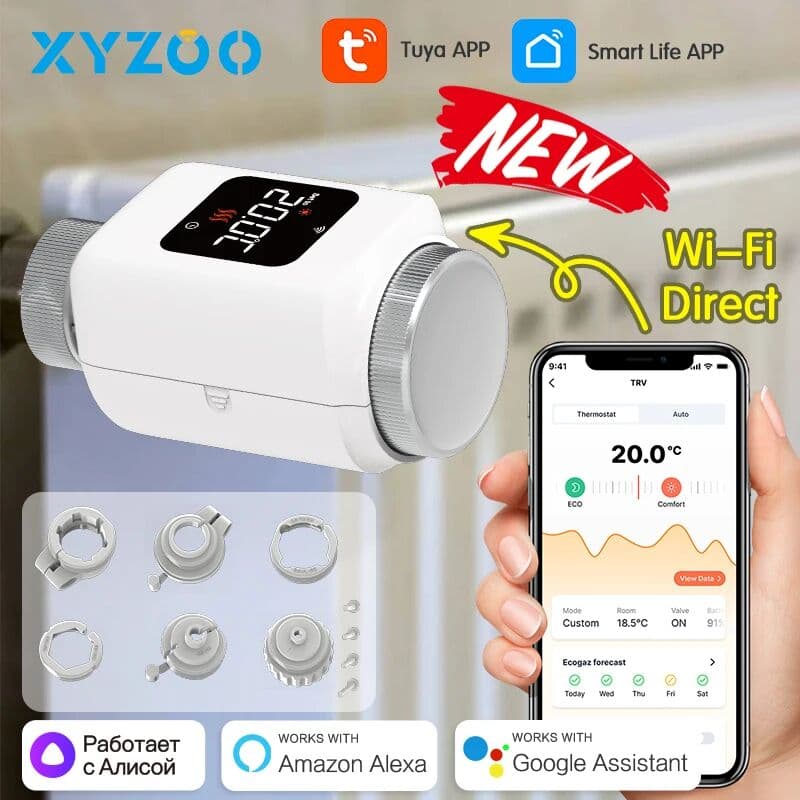 NONE Tuya Smart WiFi Zigbee TRV Radiator Actuator Valve Thermostatic Radiator Valve Temperature Controller Alexa Google Home Alice