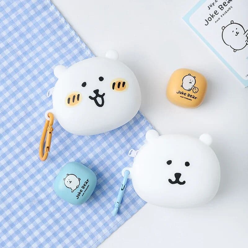 Bandai Kawaii Joke Bear Mini Wireless Bluetooth Earbuds Portable Denoise Storage Case Earbuds Set Joke Bear Anime Peripheral Gift