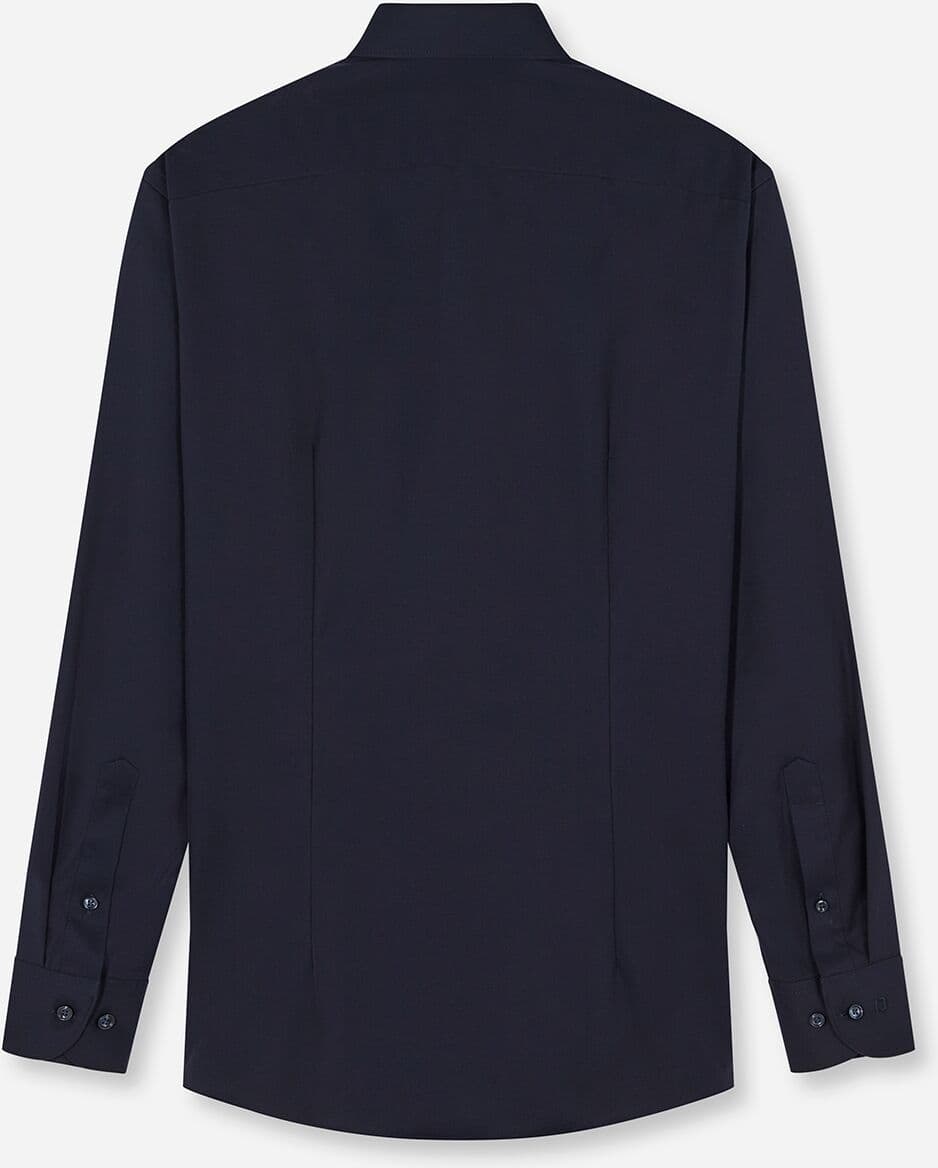 Langarmhemd OLYMP "Luxor Covershirt", Herren, Gr. 48, N-Gr, blau (marine), Web, Obermaterial: 100% Baumwolle, modern fit normal, 2-Knopf-Manschette, Hemden Langarmhemd, höchste Blickdichte, bügelfrei, Businesshemd, Modern fit