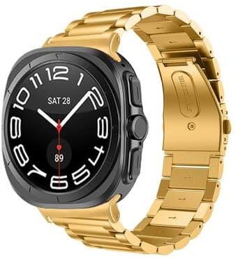 Everyday Crate Samsung Galaxy Watch Ultra 47mm Ultra 2025 Stainless Steel Watch Band Three Bead Metal Replacement Strap gold
