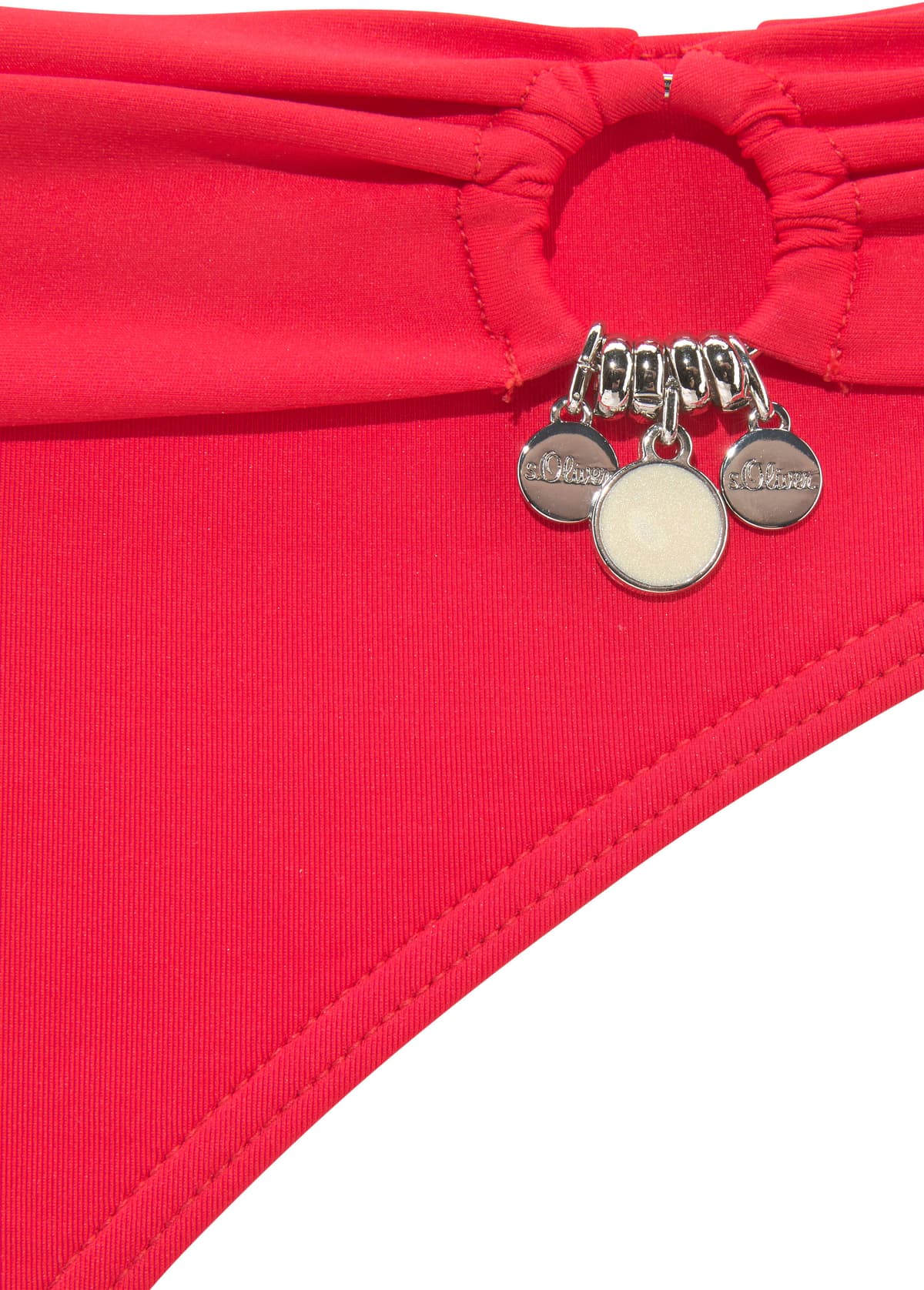 Triangel-Bikini S.OLIVER "Tonia", Damen, Gr. 40, Cup C/D, rot, Microfaser, Polyamid, unifarben, Bikini-Sets Triangel-Bikini, mit herausnehmbaren Cups, im Nacken zu binden, im Rücken zu schliessen rot 40, Cup C/D