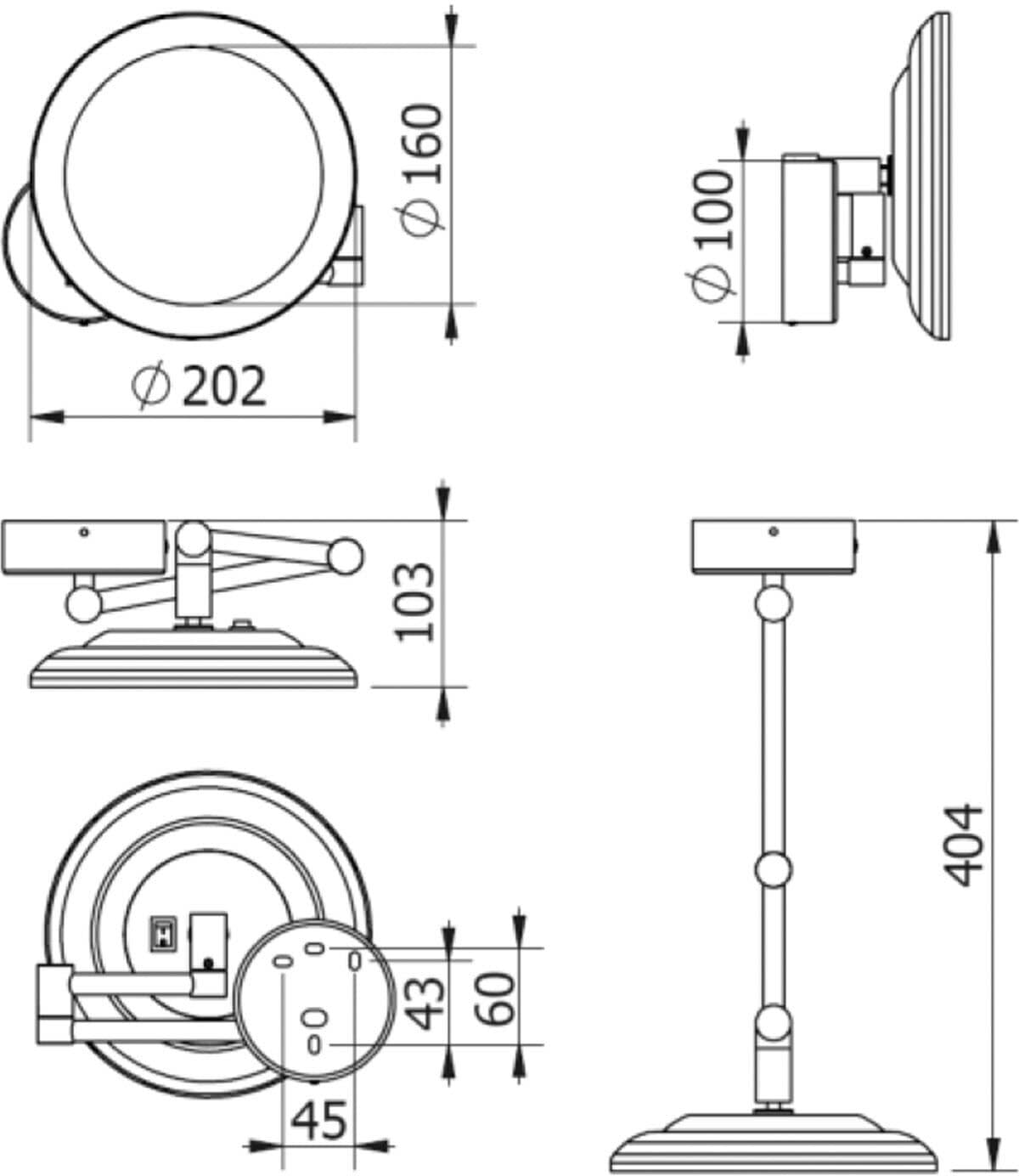Kludi VELA R Kosmetikspiegel mit LED-Beleuchtung, Wandmontage