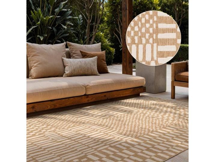 Teppich TED BAKER Barkham, Wendeteppich , beige (jute weiß), B:160cm H:8mm L:230cm, Polypropylen, Teppiche, Teppich, Designteppich, Wetterfest, Pflegeleicht, Modern, Wohnzimmer, Terrasse