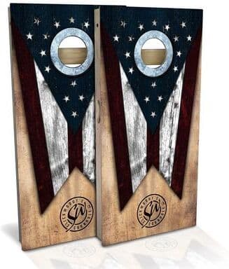 Skip's Garage Ohio Flag Outdoor Cornhole Board Set