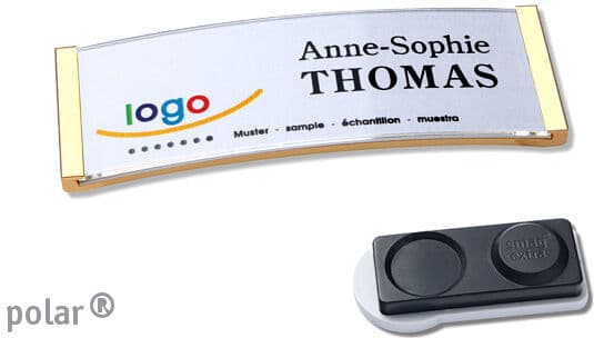 badgetec 10 Unidades - Tarjetas identificativas polar&reg; magnéticas Imán smag&reg;, extra fuerte   dorado   64 x 22 mm, plástico