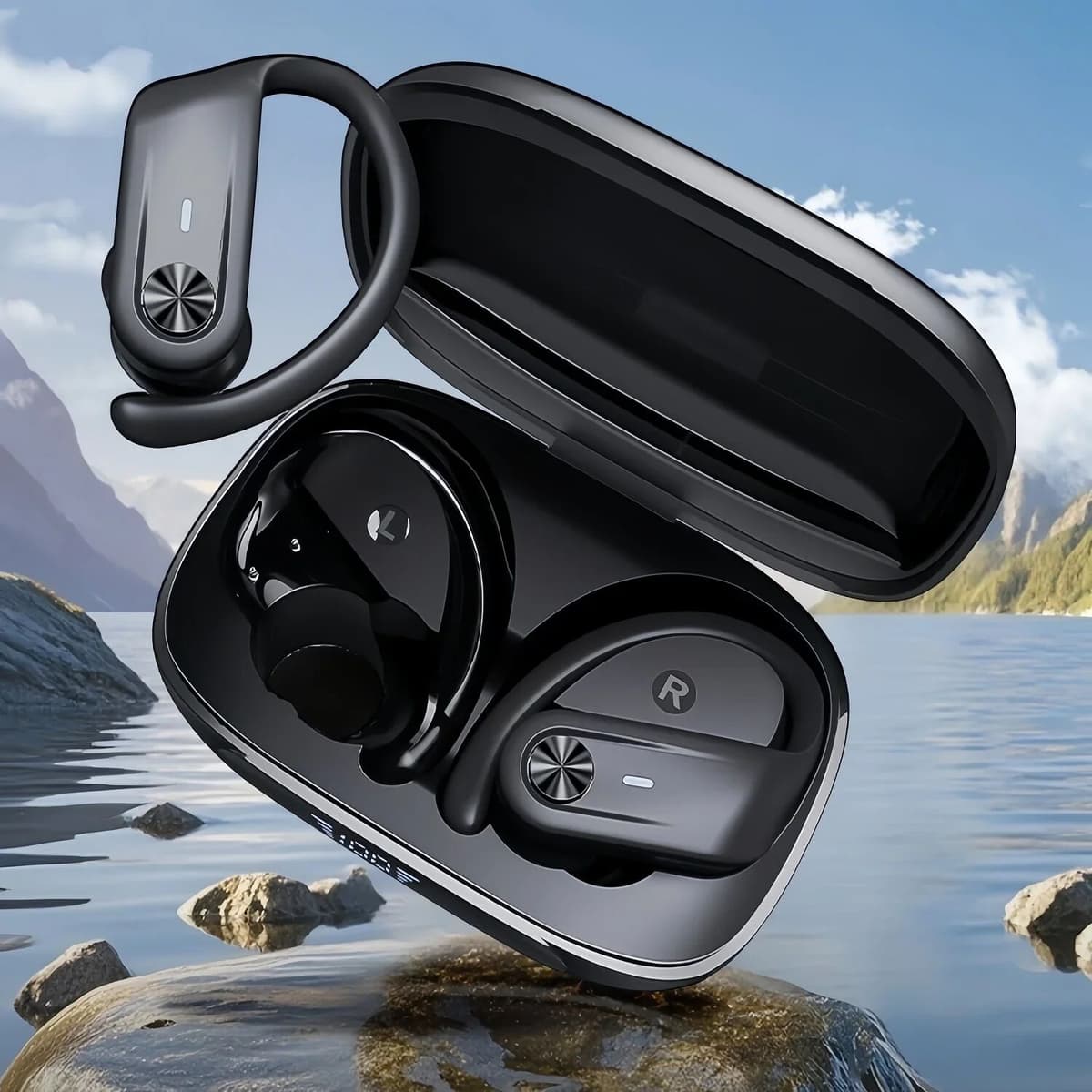 GDLYL Sports Wireless Earbuds Bluetooth 6.0 TWS Wireless Headphones Waterproof Earhook Earphones with Deep Bass Noise Cancelling Mic