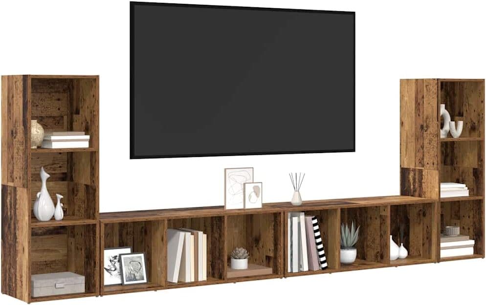 vidaXL Ensemble meuble TV 4 pc 37 x 35 x 107 cm Bois Ancien