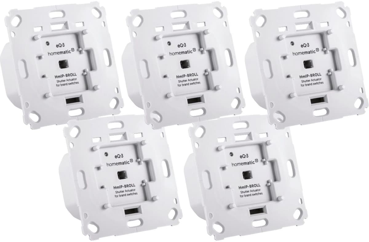 HOMEMATIC IP Smart-Home-Steuerelement "Rollladenaktor für Markenschalter 5er Set", weiß, B:22cm H:14cm T:30cm, Smart-Home-Stationen, Smart-Home-Steuerelement