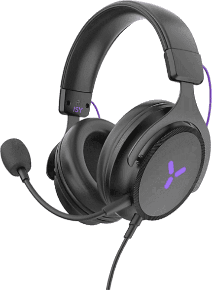 Auriculares gaming - ISY IGH-2000, Supraaurales, Para PC, PS4, PS5, Xbox One, Nintendo Switch, Negro