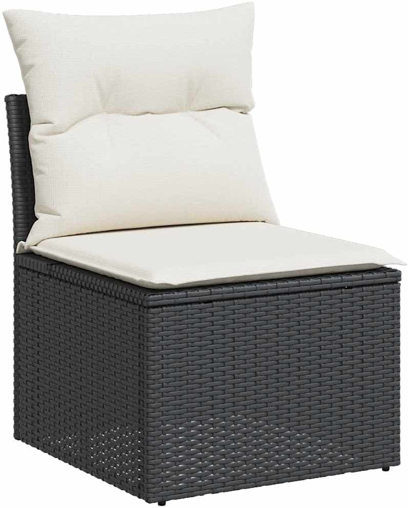vidaXL Salon de jardin 11 pcs avec coussins noir résine tressée