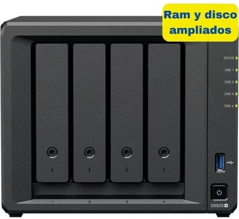 Synology Nas Diskstation Ds925+ 4 Bahías 35" 25" 8gb Ddr4 16tb Torre Talla Única Unisex