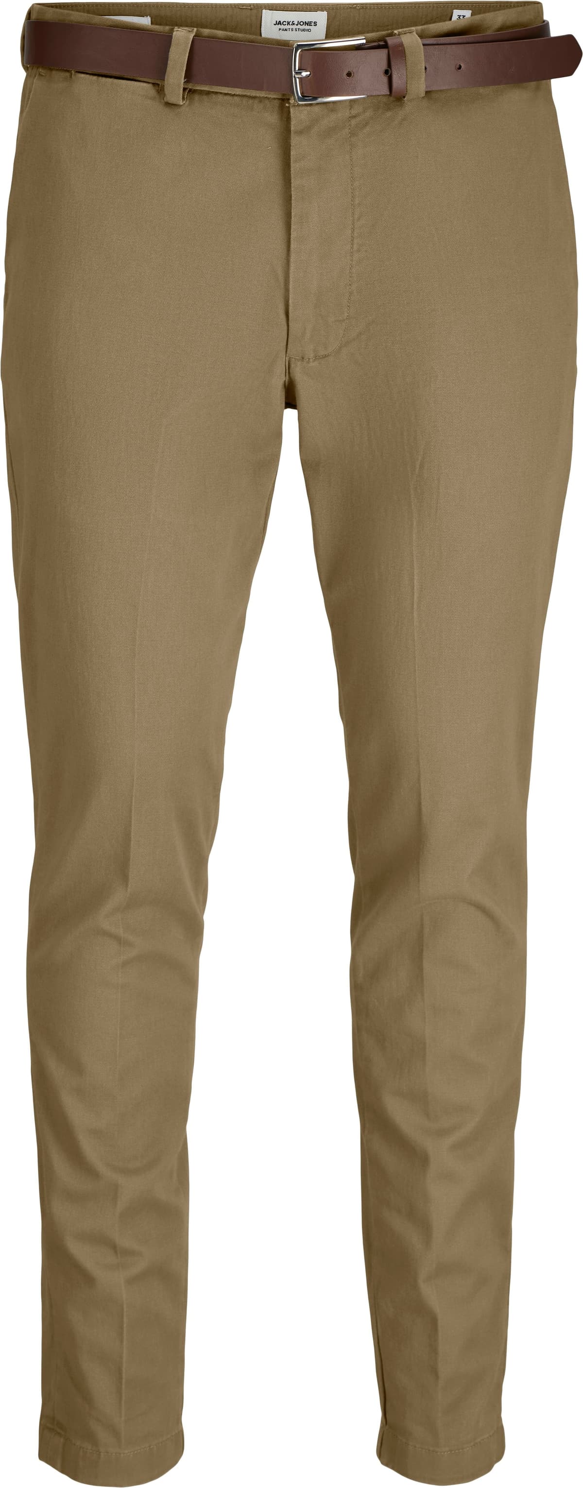 Chinohose JACK & JONES "JPSTMARCO FRANCO CHINO W BELT", Herren, Gr. 29, Länge 30, braun (ewood), Web, Obermaterial: 98% Baumwolle, 2% Elasthan, unifarben, slim fit knöchellang, Hosen Chinohose ewood 29, Länge 30