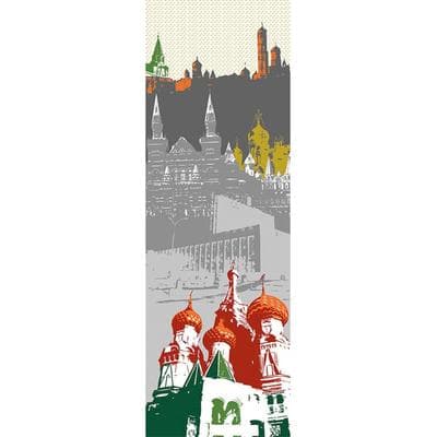 Fototapete ARCHITECTS PAPER "Moskau", bunt (bunt, grau, rot), B:1m L:2,8m, Vlies, Tapeten, Grafik Tapete Stadt Moskau Fototapete Panel 1,00m x 2,80m