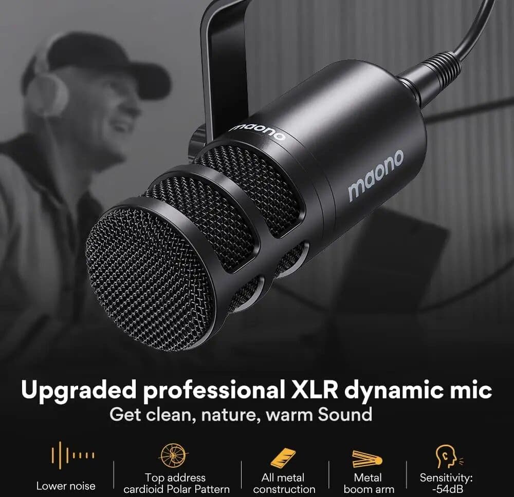 MAONO PD100 Dynamic XLR PC Microphone All Metall Gaming Broadcast Recording Streaming Work for Audio Interface Sound Card Mixer