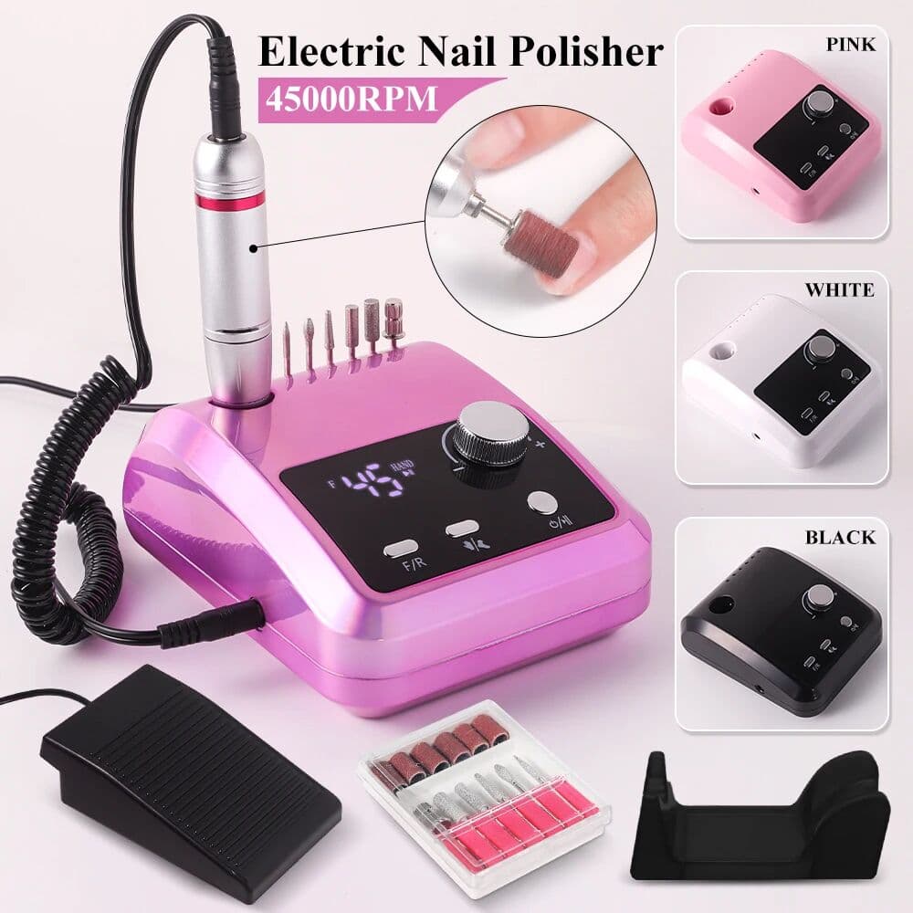 Limegirl 45000RPM Nail Drill Machine Cutters Professional Electric Nails Sander File for Gel Nails Polishing For Home Manicure Salon