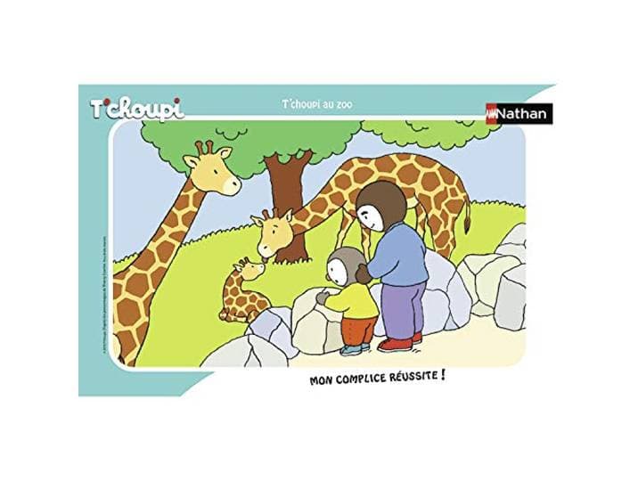 Nathan - Kinderpuzzel - 15-delig frame - T'choupi in de dierentuin - Meisje of jongen vanaf 3 jaar - Hoogwaardige puzzel - Dik en duurzaam karton - Everyday & Animals - 86131