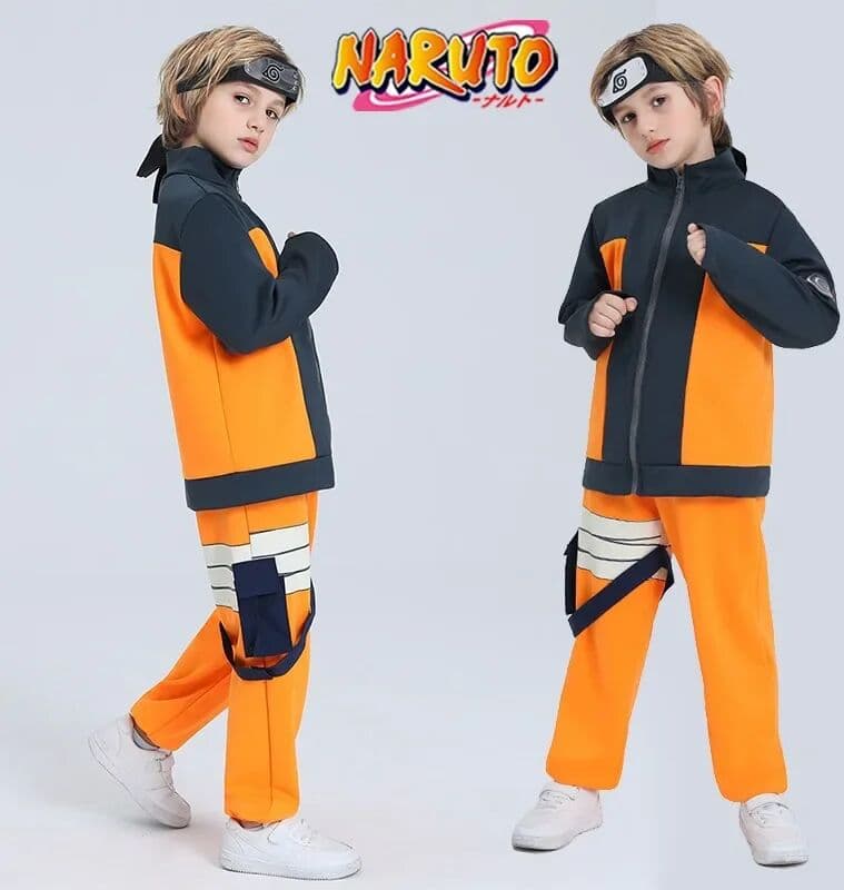 Bandai Anime Naruto Cosplay Costumes for Man Women Youth Teenagers Uzumaki Naruto Clothes Pants Headband Cosplay Bandage Gift Toys