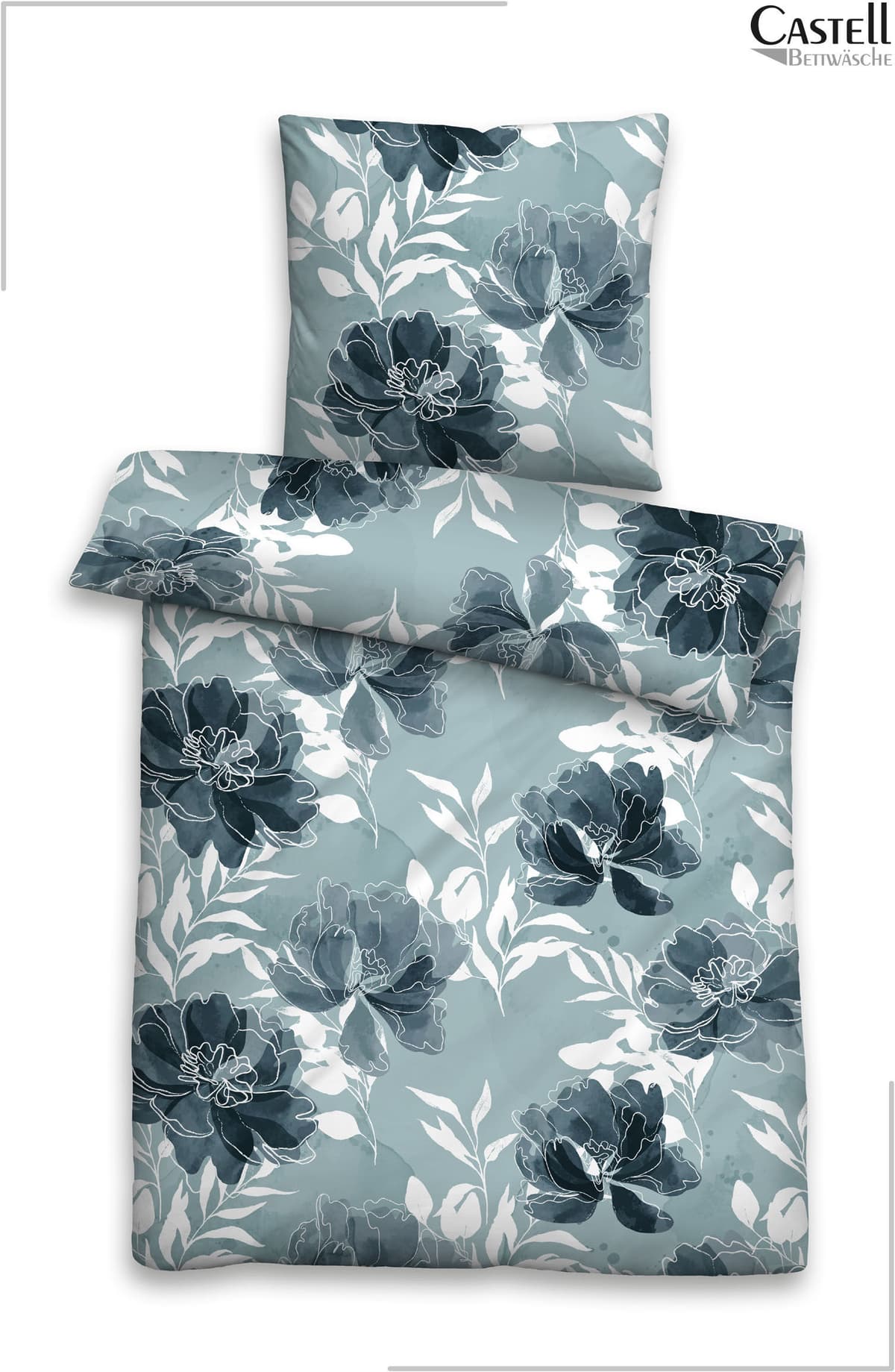 Bettwäsche "0350385 Polycotton-Biber Bettwäsche 69% Baumwolle, 31% Polyester", blau (petrol), B/L: 155cm x 220cm, 1 Stk., 1 Stk., Polycotton, B/L: 80cm x 80cm, 2, Polycotton, Kopfkissen Bezug: 69% Baumwolle, 31% Polyester, CASTELL - MARKENBETTWÄSCHE, Bett
