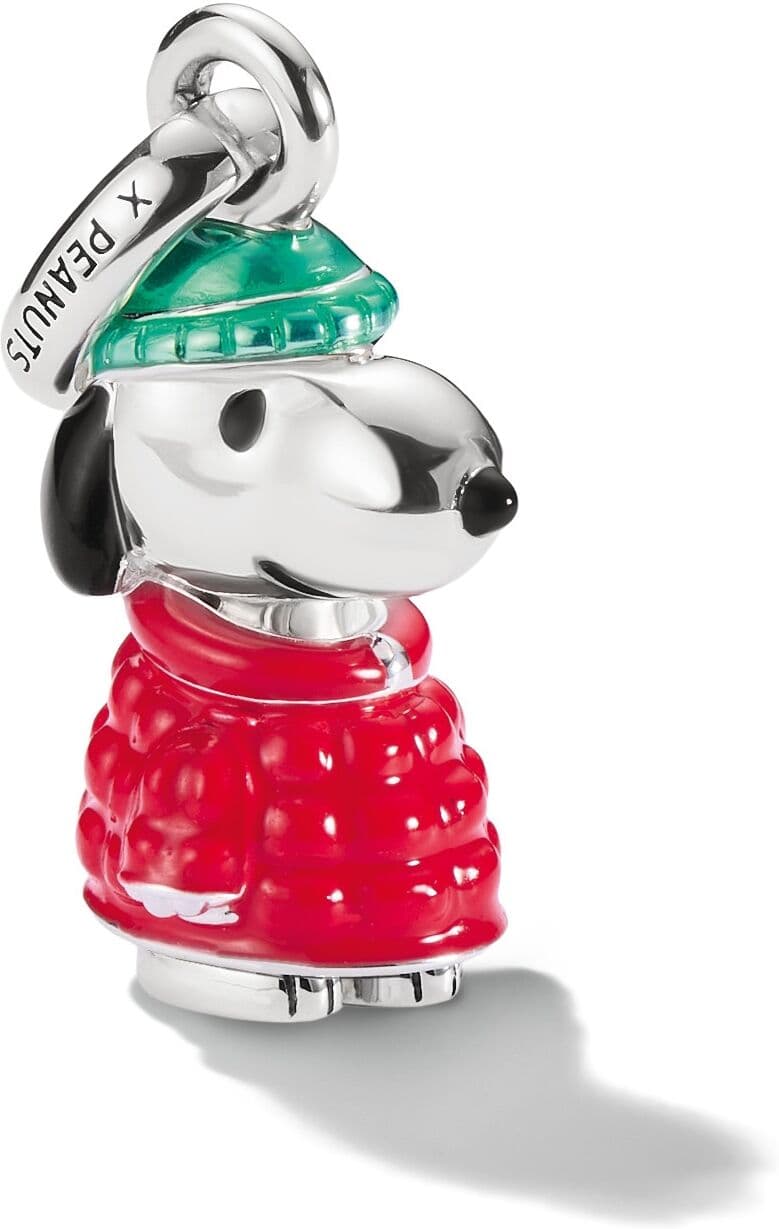 Charm-Einhänger THOMAS SABO "THOMAS SABO x Peanuts Snoopy Winterjacke - Connect", rot (silberfarben, schwarz, rot, grün), Charms, Damen, Silber 925 (recycelt)
