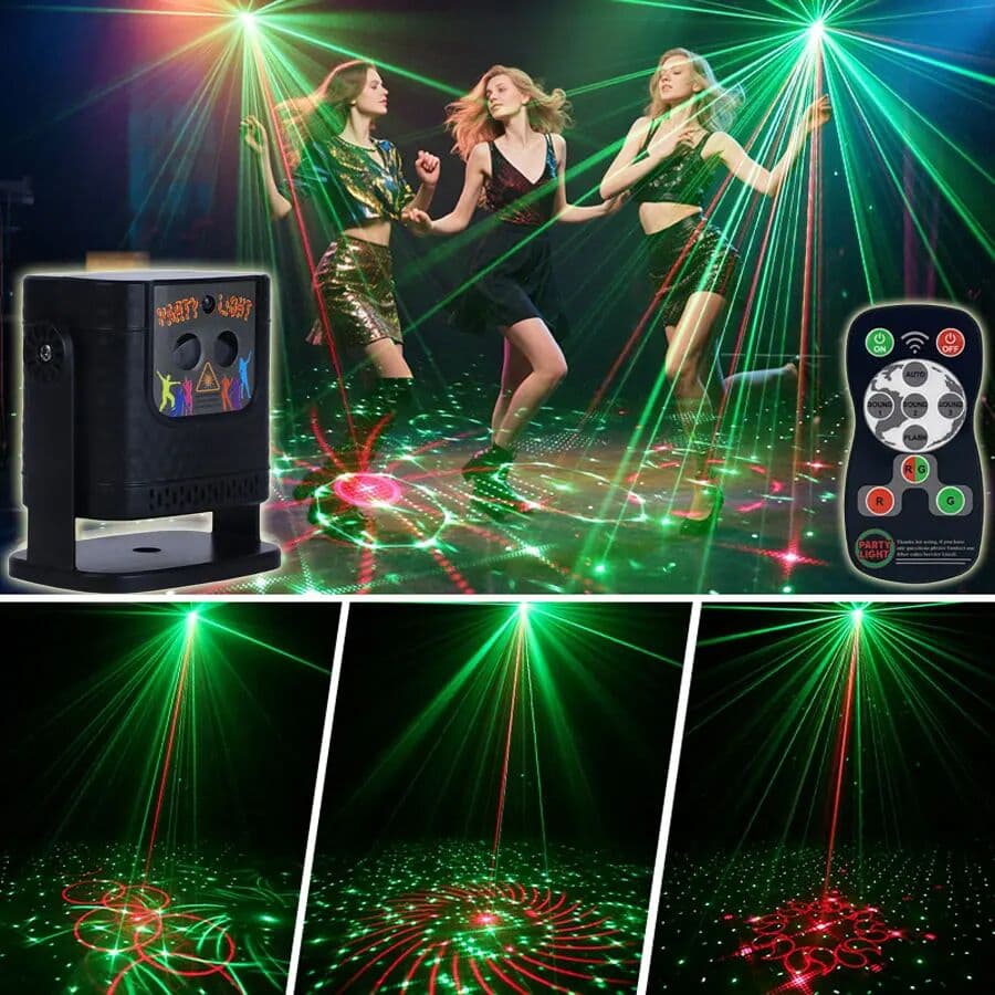 ESHINY YSHR10 60 Patterns R&G Laser Birthday Party Light Effect DJ Disco Projector Flash Bar Dance Bedroom Christmas Decoration Lamp