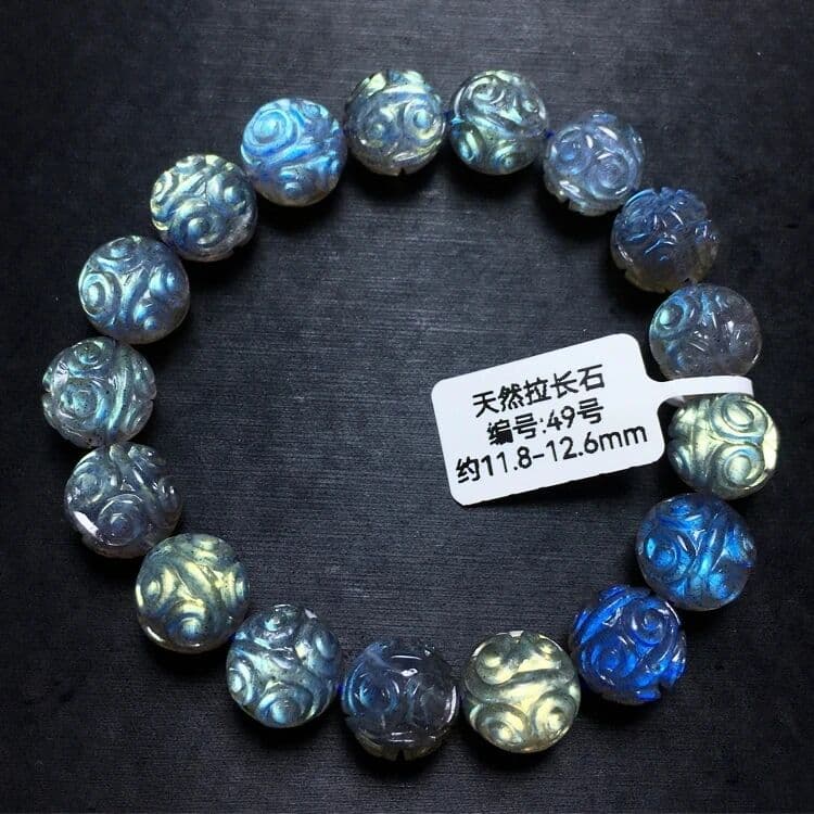 MUKO GEMS Natural Colorful Labradorite Blue Light Bracelet 11mm 12mm Beads Women Men Gemstone Grey Moonstone 9mm 10mm 11mm 12mm AAAAAA