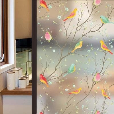 Retailers Go Opaque Privacy Window Film With Static Cling, Decorative Bird Decals & Frosted Glass Stickers For Home pure Frosted 90x100cm