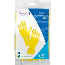 Schutzhandschuhe BINGOLD, Mehrweg, puderfrei, Latex, gelb, Grösse S, 1 Paar