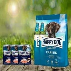 Happy Dog Supreme Sensible Karibik 2 x 11 kg + Happy Dog Sensible Pure Norway 3 x 400 g