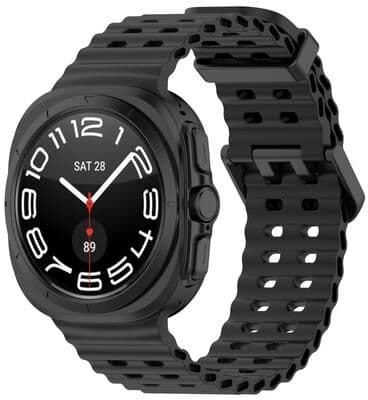 Everyday Crate Samsung Galaxy Watch Ultra 47mm Ocean Silicone Watch Band Dual Buckle Replacement Strap black